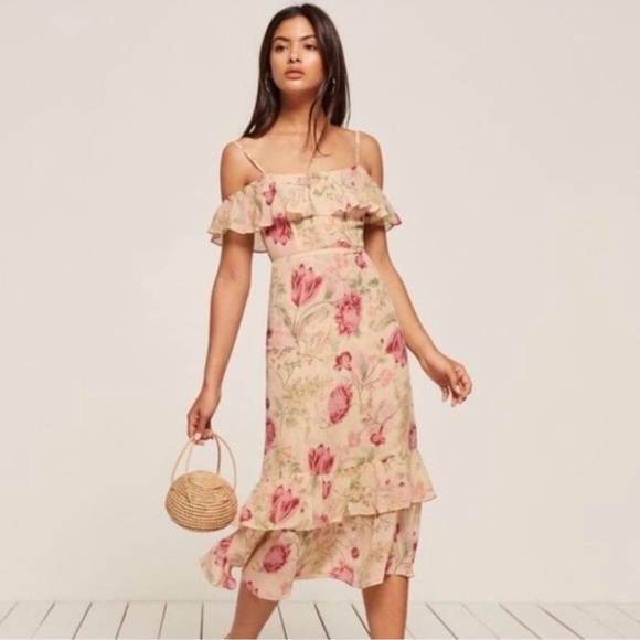 Reformation Odessa off the shoulder Dress "Botany" Floral 2 - Picture 5 of 15